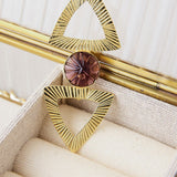 Green semiprecious stone triangle brooch