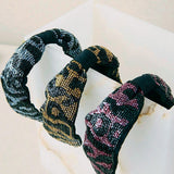 Embroidered Headband Animal Print Blue