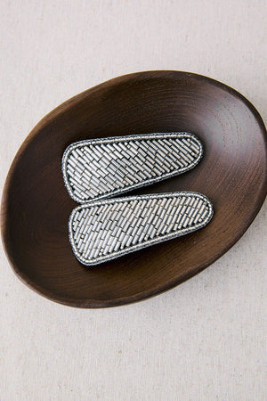 Silver Resin Embroidered Hairpins