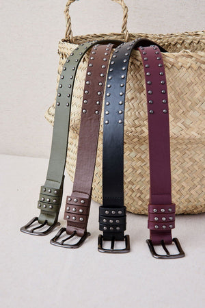 Burgundy Studded Belt