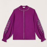 Purple Boho Embroidered Blouse