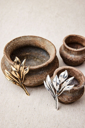 Broche Hoja Plata
