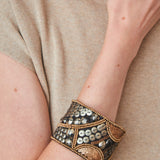 Brazalete Bordado Étnico Oro bordado