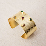 Pulsera Brazalete piedras naturales Oro piedras rojas