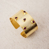 Pulsera Brazalete piedras naturales Oro piedras rojas