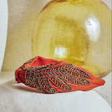 Diadema Bordada Hojas Naranja