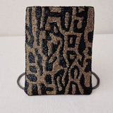 Animal Print Bag with Embroidered Resin Animal Print Gold