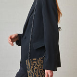 Animal Print Bag with Embroidered Resin Animal Print Gold