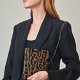 Animal Print Bag with Embroidered Resin Animal Print Gold