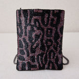 Animal Print Bag with Embroidered Garnet Animal Print Resins