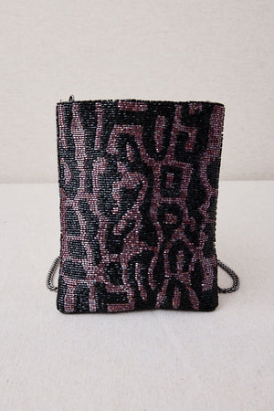 Animal Print Bag with Embroidered Garnet Animal Print Resins
