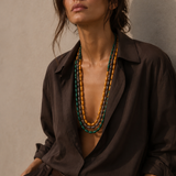Collar largo triple resina mostaza