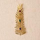 Broche Hoja con Cristales Multi