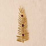 Broche Hoja con Cristales Rojo