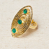 Anillo Ovalado Piedras Verde