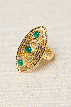 Anillo Ovalado Piedras Verde