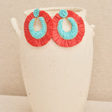Fuchsia Raffia Fan Earring