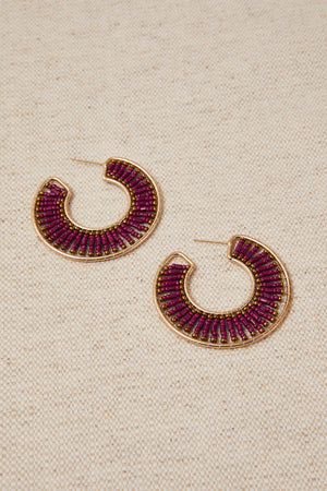 Pendientes Aro Hilos Burdeos