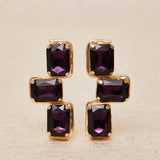 Pendientes Dorados Cruz Cristales Violeta