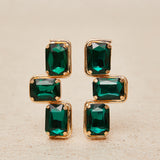 Pendientes Dorados Cruz Cristales Verde