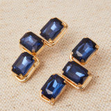 Pendientes Dorados Cruz Cristales Azul