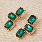 Pendientes Dorados Cruz Cristales Verde