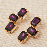 Pendientes Dorados Cruz Cristales Violeta