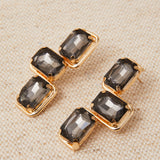 Pendientes Dorados Cruz Cristales Gris