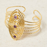 Pulsera Ovalada con Piedras Semipreciosas Morado