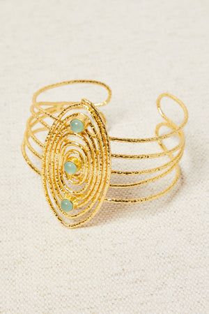 Pulsera Ovalada con Piedras Semipreciosas Turquesa