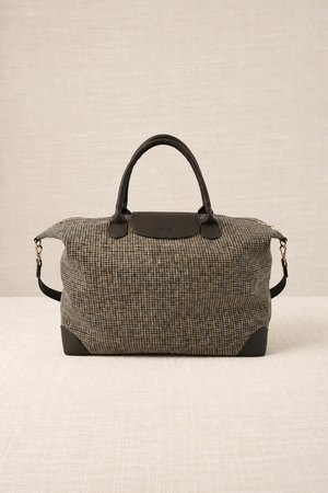 Grey Crocheted Trim Flap Bag