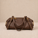 Grey Crocheted Trim Flap Bag