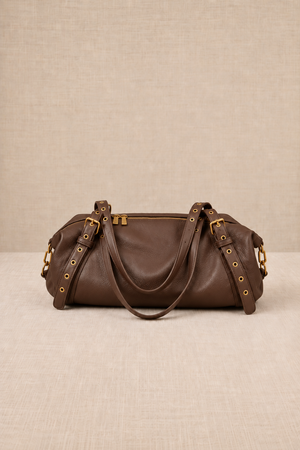 Bolso Bowling Tachuelas Chocolate
