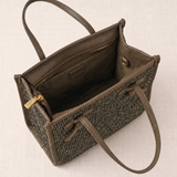 Grey Crocheted Trim Flap Bag