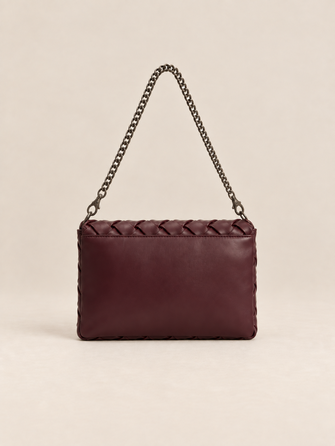 Bolso Trenzado Mano Burdeos