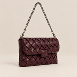 Bolso Trenzado Mano Burdeos