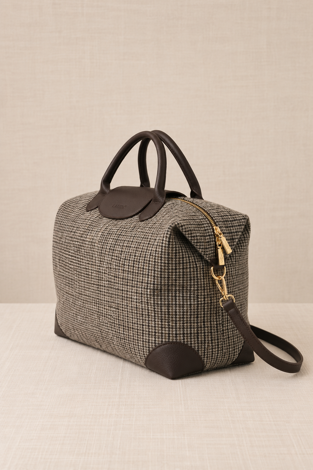 Bolso Viaje Tweed Mediano Café
