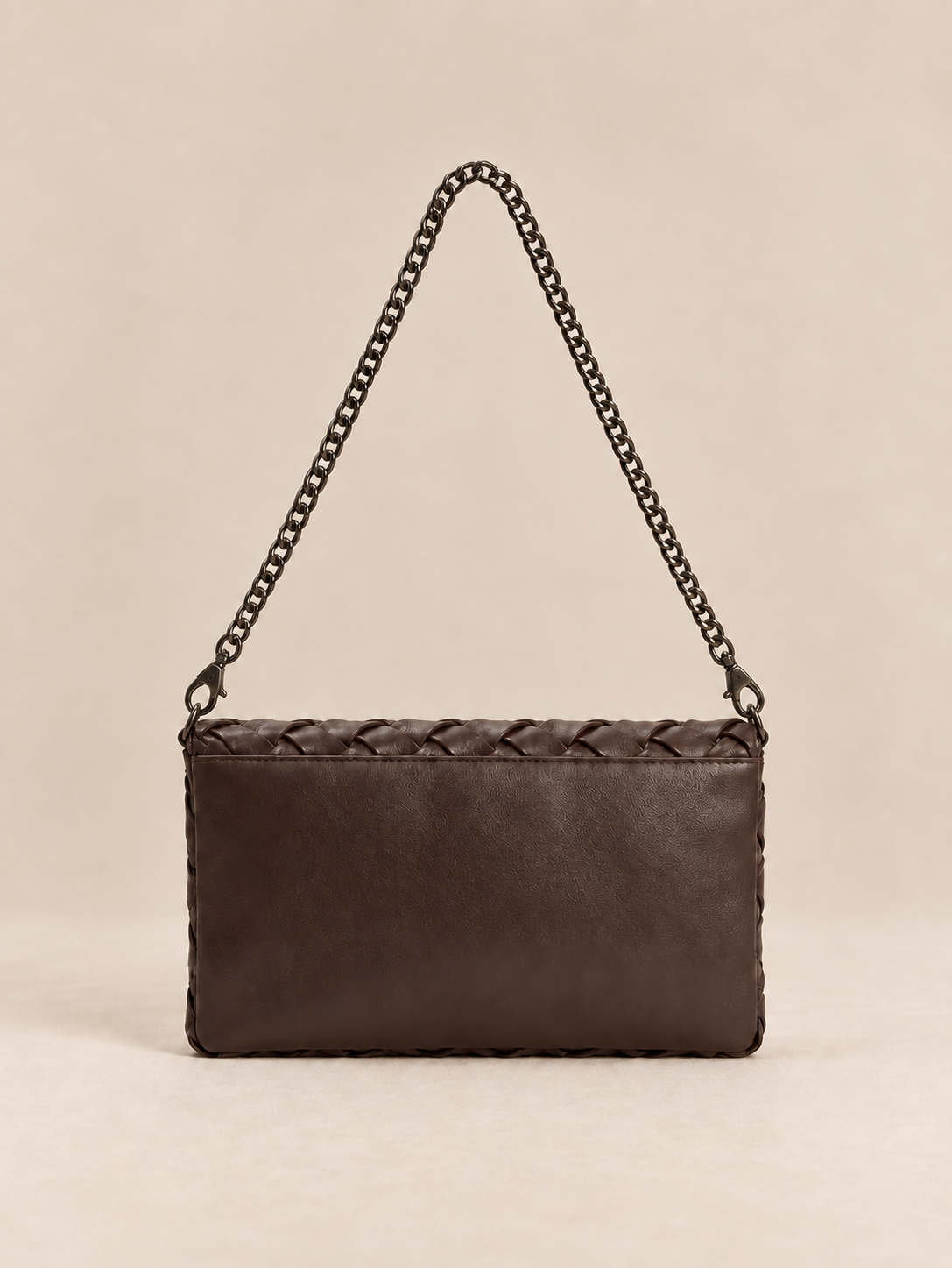 Chocolate Woven Handle Bucket Bag
