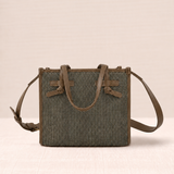 Grey Crocheted Trim Flap Bag