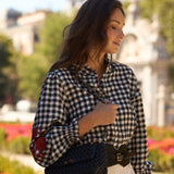 Blue Boho Embroidered Blouse