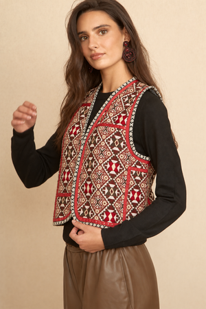 Blue Boho Embroidered Blouse