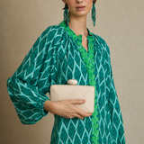 White Raffia Clutch Bag