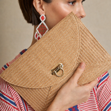 Metallic Beige Raffia Bag