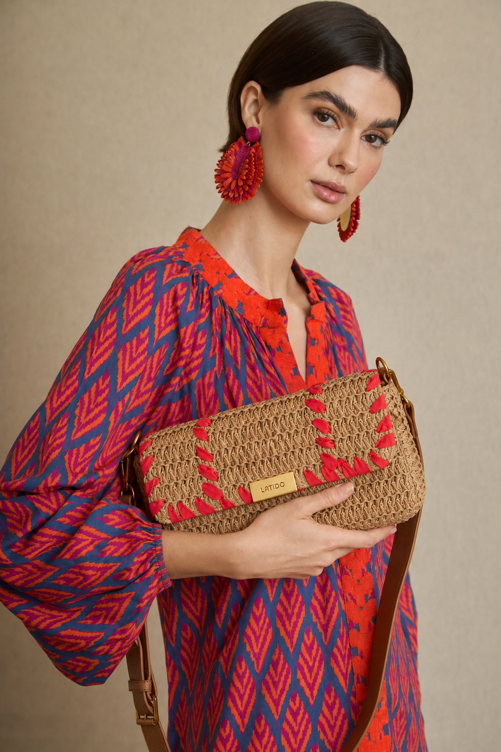 Bolso Rafia Midi Rojo