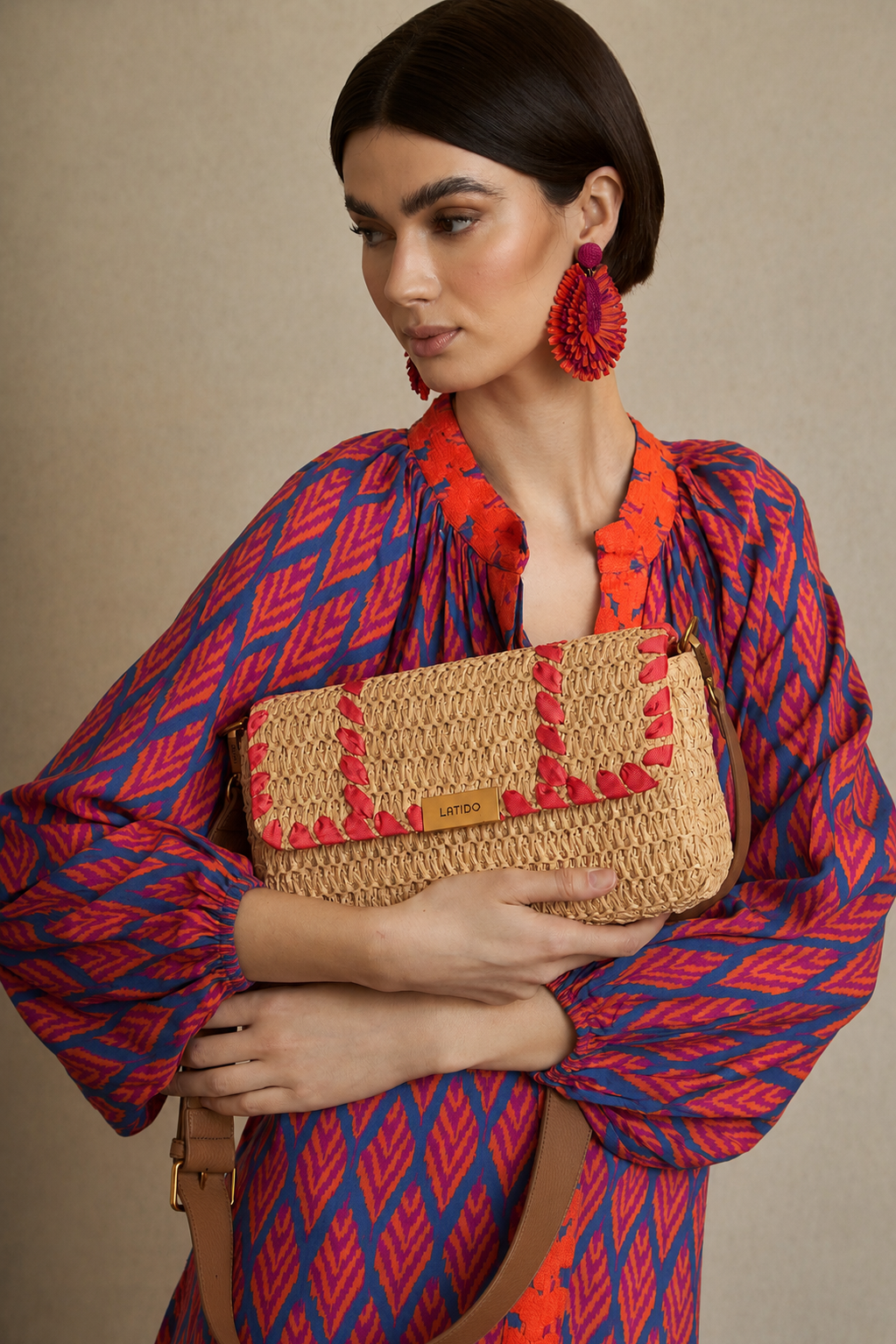 Bolso Rafia Midi Rojo