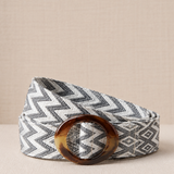Cinturón Zigzag Hebilla Resina Gris