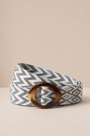 Cinturón Zigzag Hebilla Resina Gris