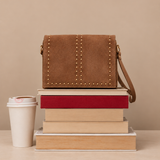 Bolso Piel con Tachuelas Marrón