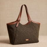 Grey Crocheted Trim Flap Bag