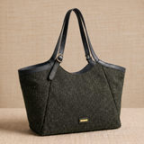 Grey Crocheted Trim Flap Bag